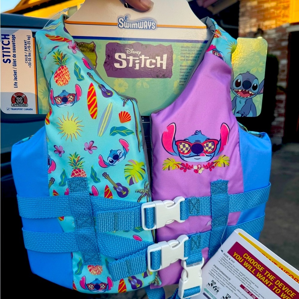 Swimways + Disney’s  Stitch Kids Life Vest - Blue and Purple